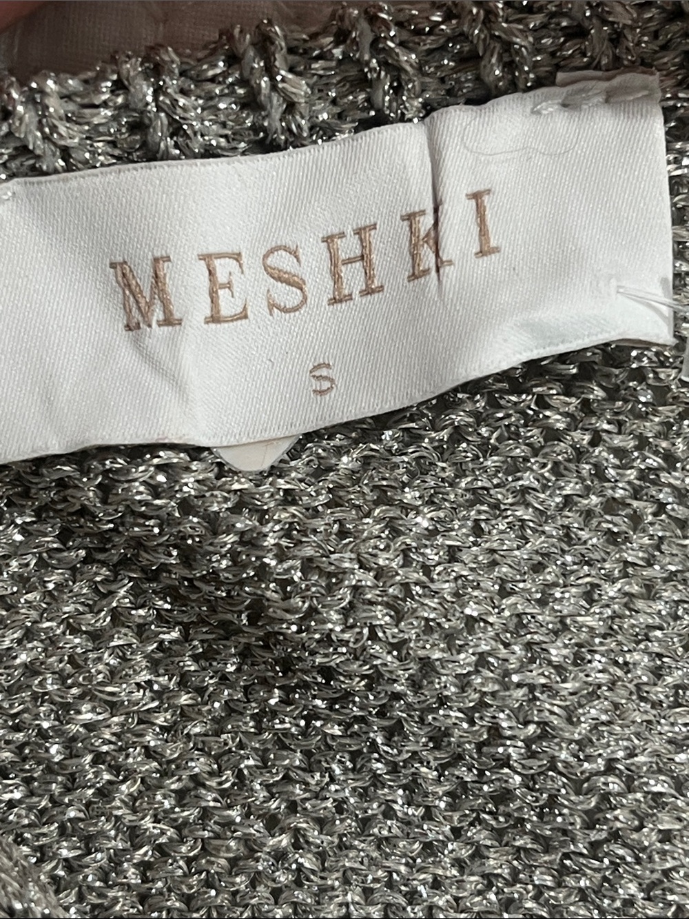 Meshki Silver Metallic Knit Top - Shimmering Lurex Detail S - Picture 5 of 11